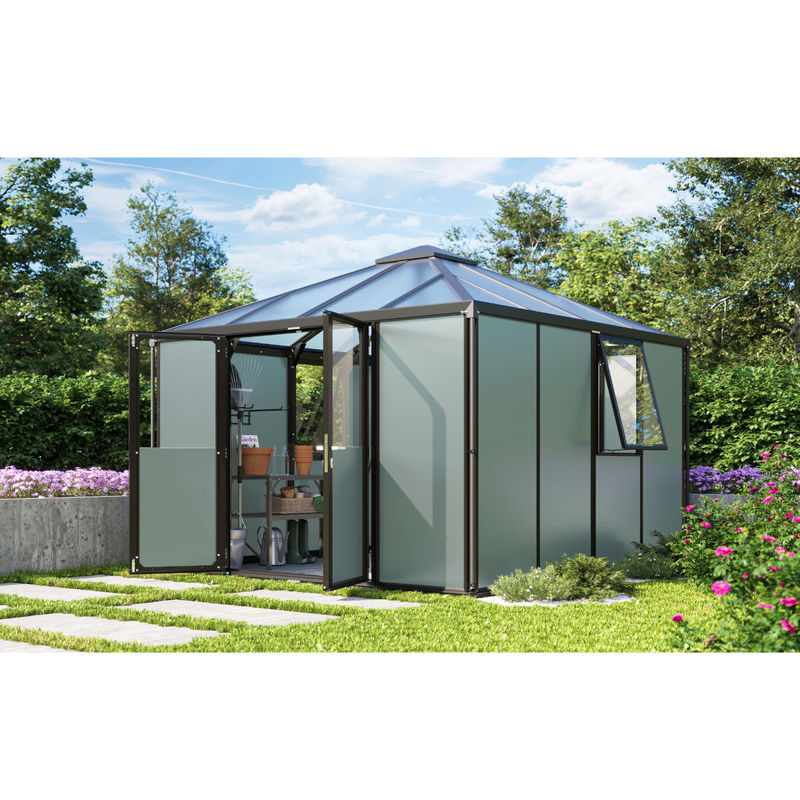 Vitavia Gerätehaus Universum in Schwarz und Salbeigrün mit einer Fläche von 10,2 m², B/T/H: 321,5 x 317 x 264,5 cm - Bild 2