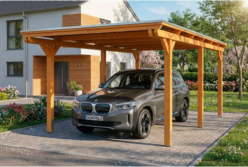 SKANHOLZ Carport Emsland aus Fichte mit EPDM-Dach in Eiche Hell, B: 604 cm, T: 340 cm, H: 238 cm - Bild 1