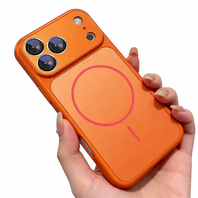 EIENACOCO Nano Matte Objektivschutz-Hülle für iPhone 17 Air, 16, 15, 14, 13 Pro Max mit MagSafe Magnetfunktion in Orange - Bild 1