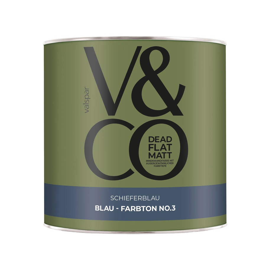 V&CO Premium-Innenfarbe Schieferblau Dead Flat Matt Wasserbasierte Dispersionsfarbe 2,5 l - Bild 2