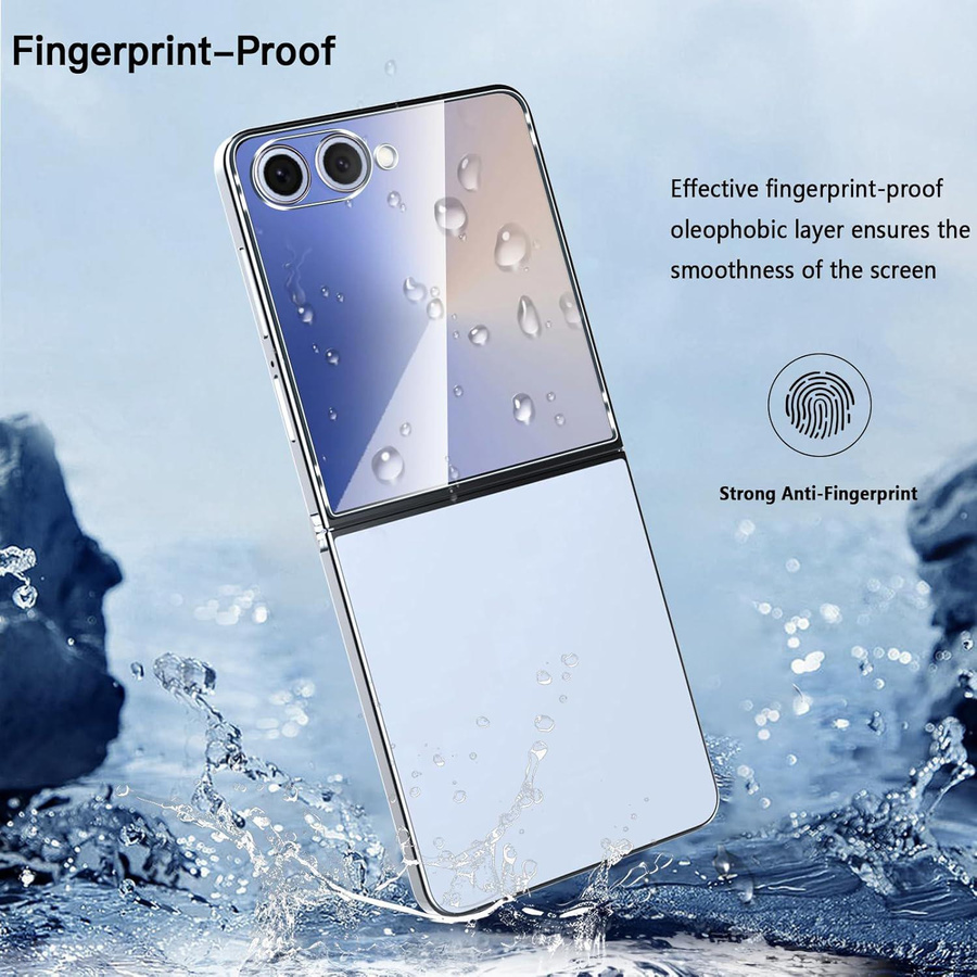 Rainbow Rain Displayschutzfolie aus gehärtetem Glas und Kamera-Objektivfolie für Samsung Galaxy Z Flip 6 und Z Flip 5, transparent - Bild 1