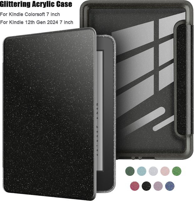 Greliana Schutzhülle für Kindle Paperwhite 2024 12. Generation und Kindle Colorsoft mit Glitzer-Acryl-Rückseite in Purple und Auto-Wake-Schlaf-Funktion - Bild 1