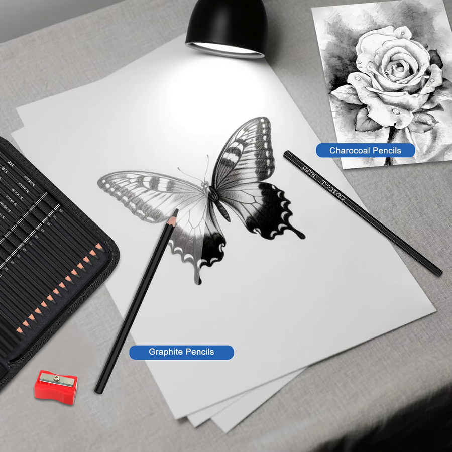 Professionelles Zeichen- und Skizzier-Set mit Graphitstiften in Mehrfarben - Bild 6