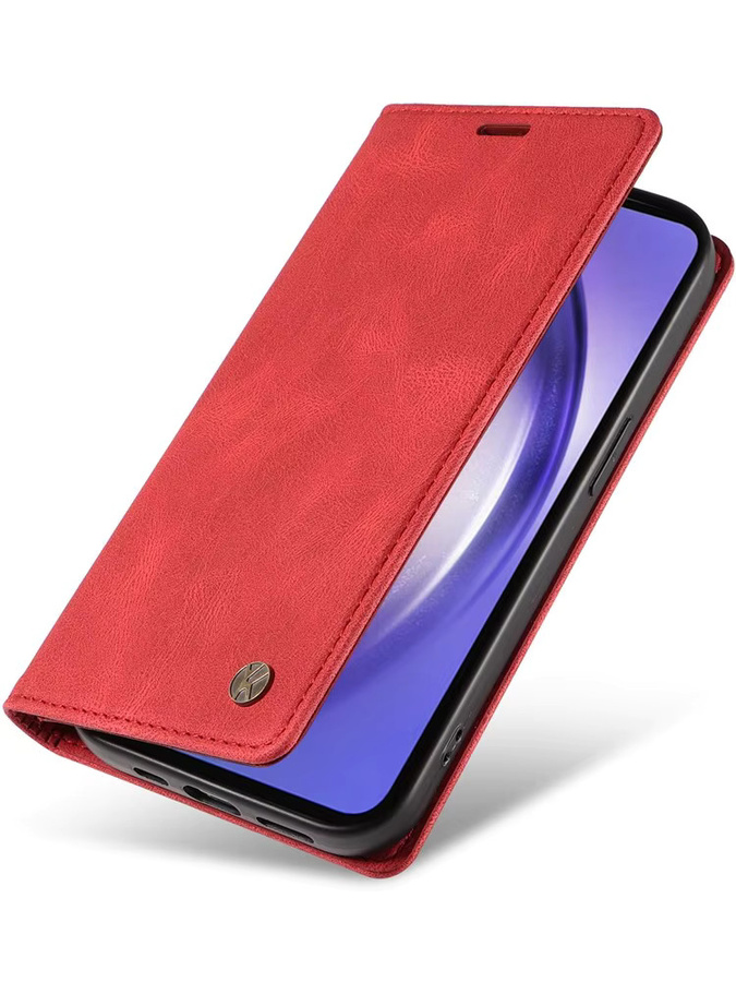 Magnetische Leder Brieftasche Flip-Cover für Samsung Galaxy A-Serie in Rot - Bild 3