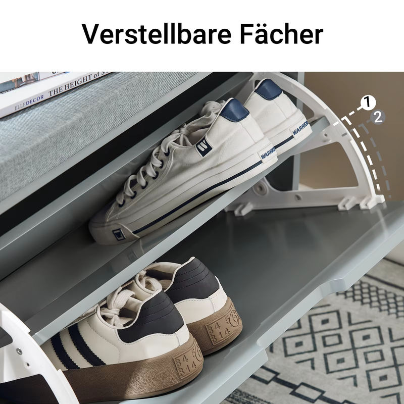 SoBuy Schuhbank FSR151-K Schuhschrank mit Sitzkissen und Klappe in Schwarz, belastbar bis 113 kg - Bild 5