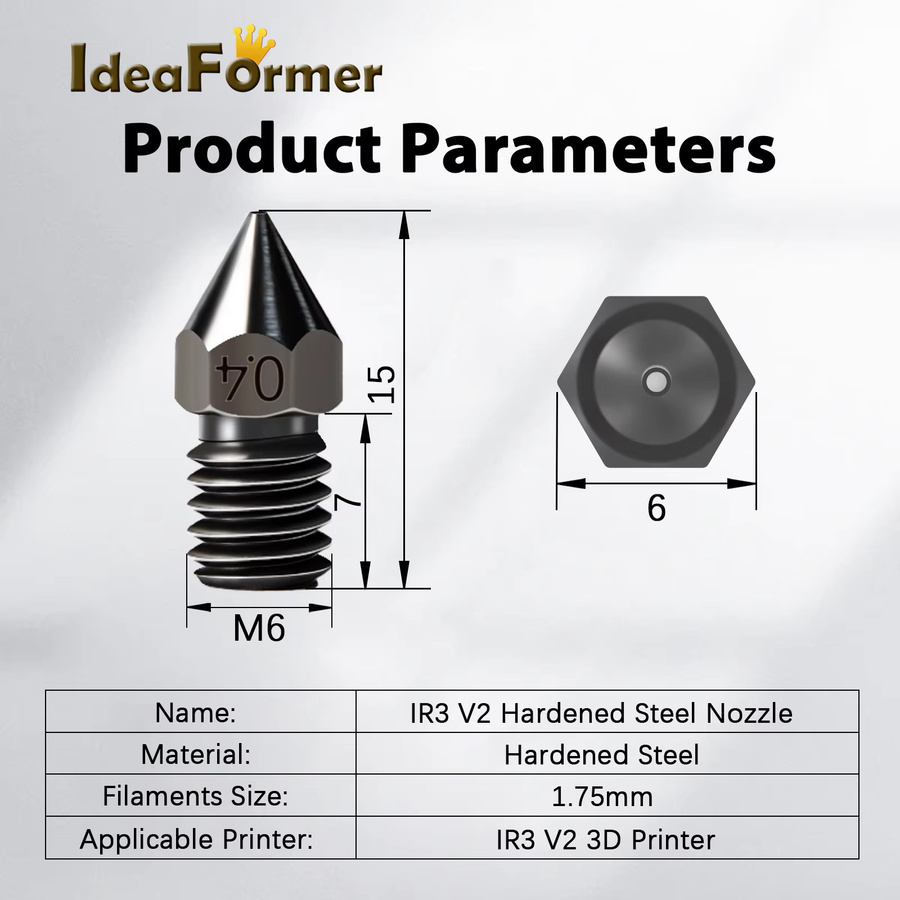 IdeaFormer IR3 V2 Gehärtete Stahldüse für IR3 V2/V1 Belt 3D-Drucker, Temperaturbeständig bis 300°C - Bild 2