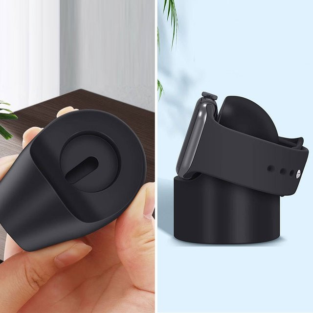 PEO Silikon Ladestation für Apple Watch Series Ultra, 10, 11, 9, 8, SE, 7, 6 in Schwarz - Bild 1