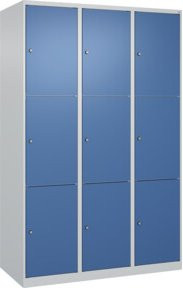 C+P Schließfachschrank Classic PLUS mit 3 Abteilen, Farbe Grau und Fernblau, B/T/H: 120 x 50 x 185 cm - Bild 1