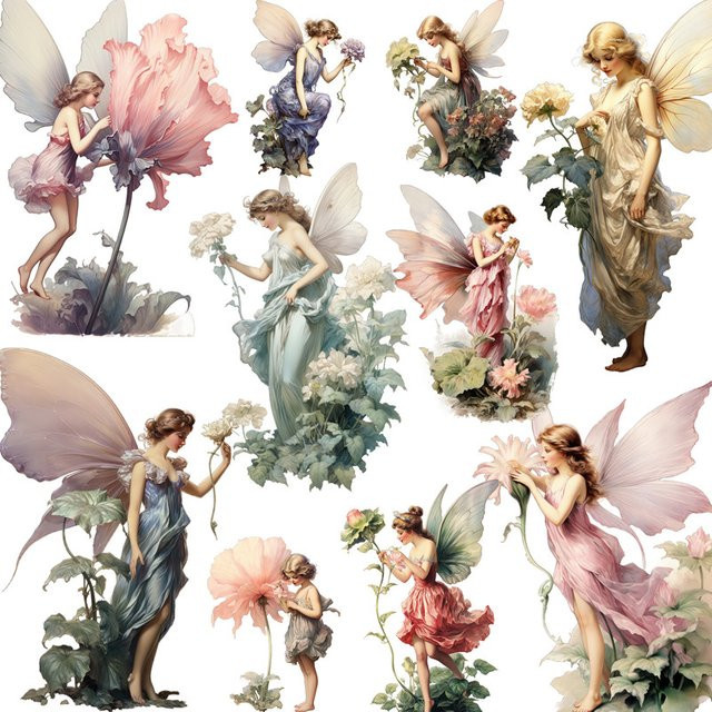 TIAMECH Blume Elf Fee Aufkleber Set für DIY Handwerk und Scrapbooking, 16 Stück, Mehrfarbig - Bild 1