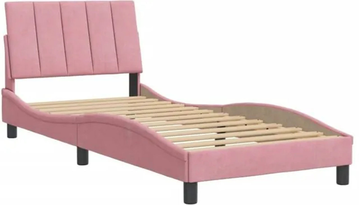 Modernes Polsterbett hanko von Vidaxl in Rosa mit Samtbezug, B/T: 80 x 200 cm - Bild 1