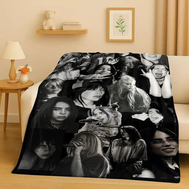 Billie Eilish Hit Me Hard and Soft Flanelldecke, ultraweiche Plüschdecke aus Fleece für Kinder und Erwachsene, B/B: 150 x 200 cm, Mehrfarbig - Bild 1