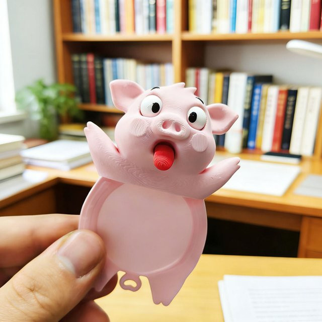 Niedliches Schweinchen-Lesezeichen in Rosa mit herausgestreckter Zunge aus Kunststoff, 1 Stück - Bild 1