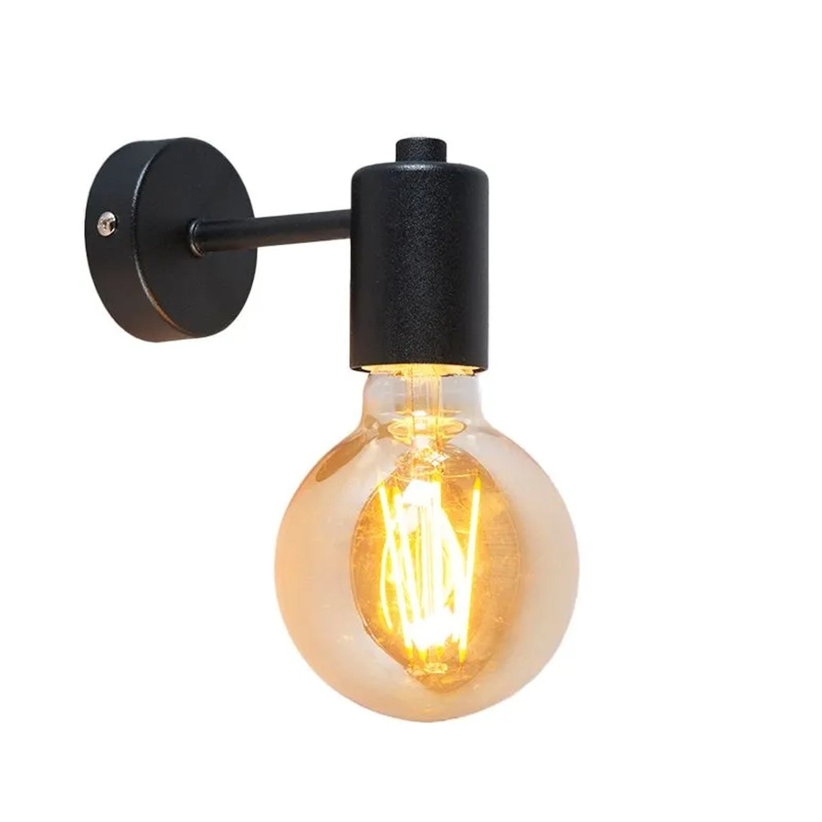 QAZQA Industrielle Wandleuchte Schwarz aus Metall mit Glas-Kugel und E27 Fassung, dimmbar - Bild 2
