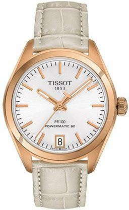 Tissot Armbanduhr Automatik, Edelstahlgehäuse, 33 mm, Lederarmband, Weiß - Bild 1
