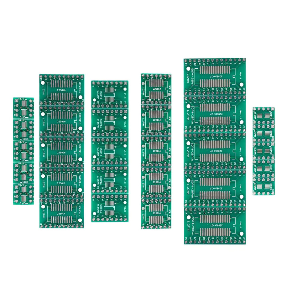 35er Set PCB SMD zu DIP Adapter Konverter Protoboard in Grün für SOP8 MSOP10 SOP14 SOP16 SOP20 SOP24 und SOP28 - Bild 6