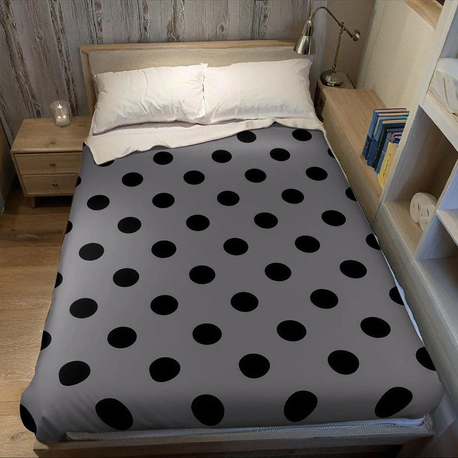 JMG Household Supplies Flanelldecke mit Polka Dots in Schwarz und Grau, weiches Fleece für Sofa und Deko, B/H: 70 x 100 cm - Bild 2