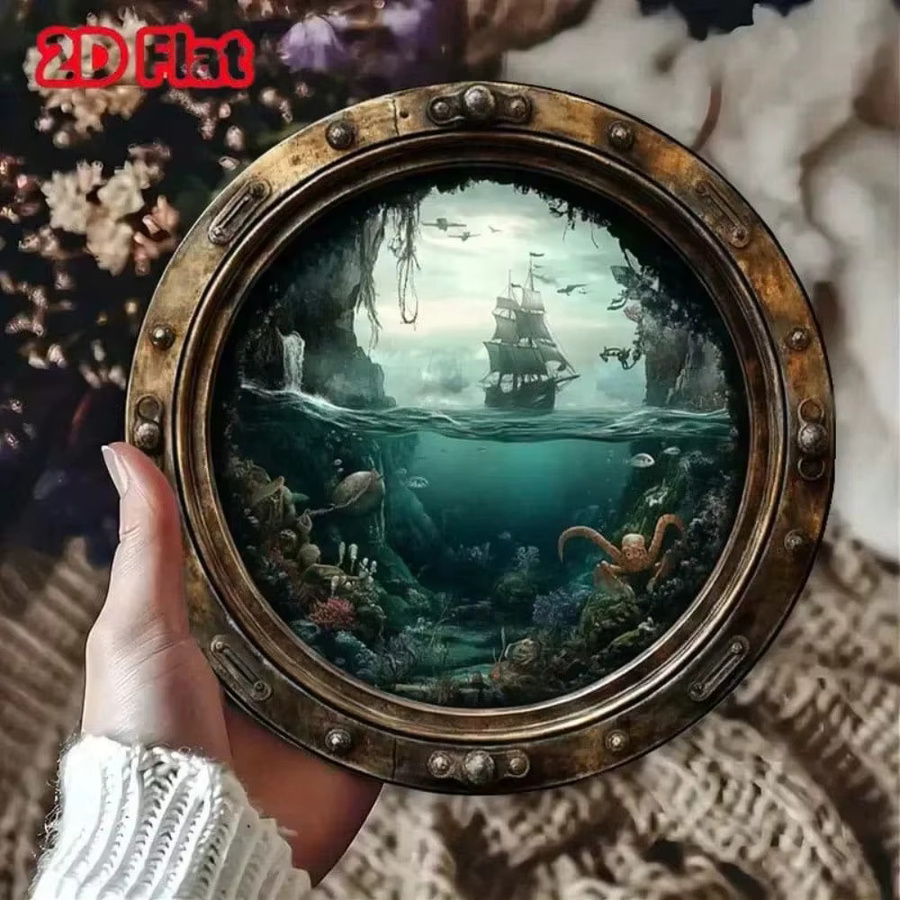 CIFBUY Vintage Bullauge Metallschild Nautical Wanddekoration aus Aluminium, Durchmesser: 20,32 cm, Mehrfarbig - Bild 4