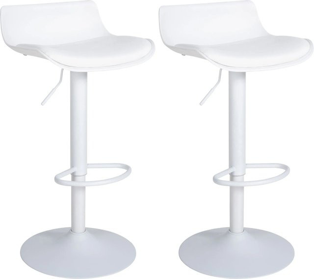 DELUKE Barhocker 2er Set JUTO höhenverstellbar in Weiß aus Kunstleder mit Lehne und 360 Grad Drehsitz B/T/H: 43 x 44 x 68,5-94 cm - Bild 1
