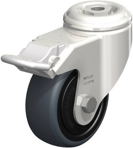 Blickle Lenkrolle LKRXA-TPA 80KFD-11-FI-ELS mit Feststeller, Rad-Durchmesser: 80 mm, Tragfähigkeit: 65 kg, Edelstahl und Kunststoff, Grau-Schwarz - Bild 1