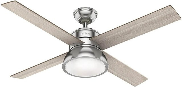 HUNTER FANS Deckenventilator Loki in Nickel gebürstet mit Fernbedienung und Beleuchtung, Durchmesser: 132 cm - Bild 1