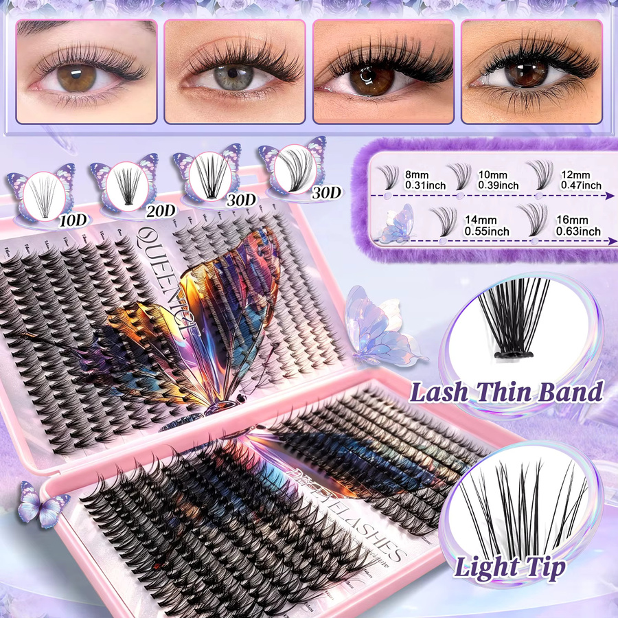 QUEENICE Einzelne Künstliche Wimpern, Cluster-Wimpern-Set, Natürlich - Bild 3