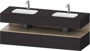Duravit Qatego Einbauwaschtisch-Möbel-Set mit LED-Beleuchtung und Innenschubladen, Grau matt, B: 160 cm, T: 55 cm, H: 60 cm - Bild 1