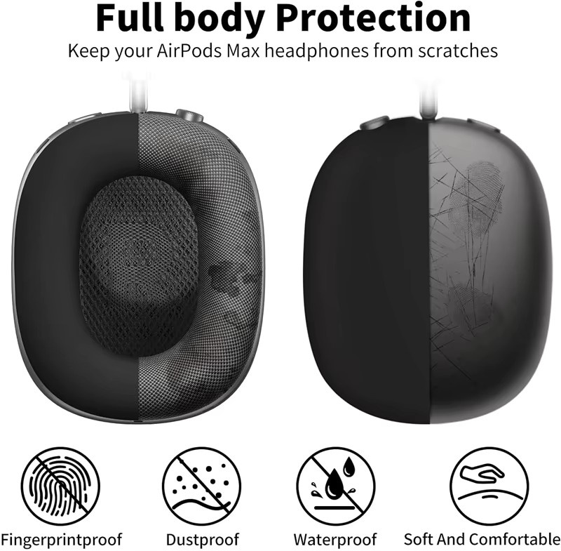 3-in-1 Silikon-Hautschutz-Hülle für Apple AirPods Max in Blau und Schwarz, kratzfest und stoßfest - Bild 4