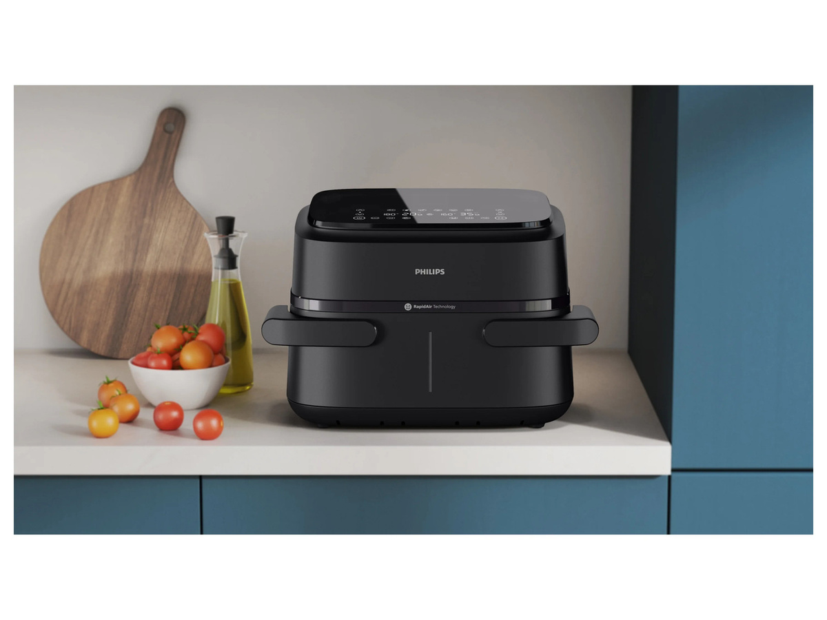Philips Heißluftfritteuse Airfryer 1000 Serie NA150/00 mit flexiblem 7 L Korb und abnehmbarem Trenner, Schwarz - Bild 2