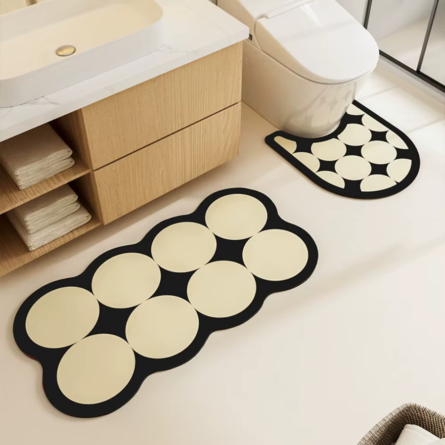 VIKAMA 3er-Set Badezimmer-Teppiche im Nordic Minimalist Design mit Polka Dot Muster, rutschfest und saugfähig - Bild 2