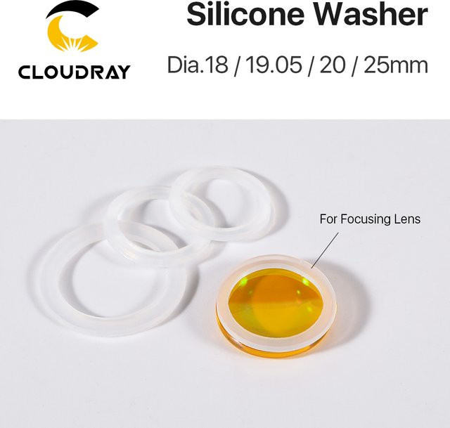 Cloudray Silikon-Unterlegscheibe für CO2-Laser-Fokussierlinsenspiegel, transparent, 19,05 mm, 20 mm, 25 mm - Bild 1