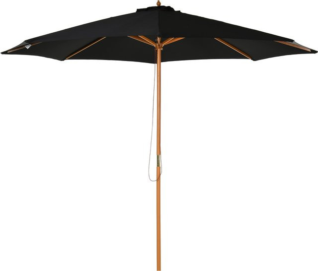 Outsunny Sonnenschirm aus Bambus und Tannenholz in Schwarz, Durchmesser: 300 cm - Bild 1