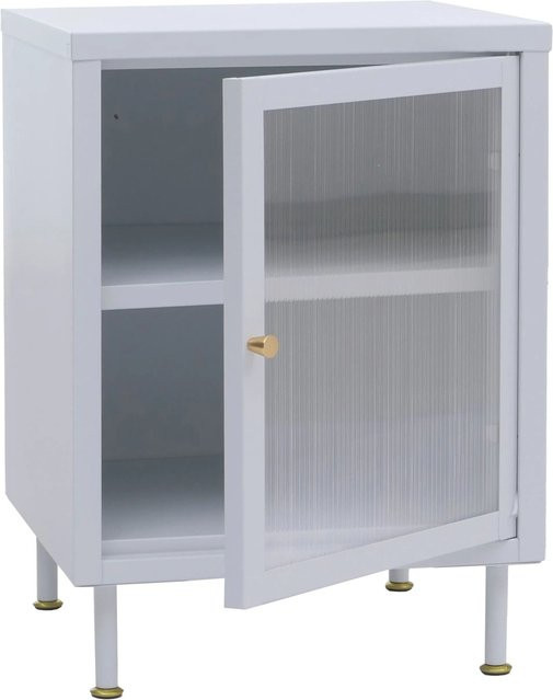 MCW Nachttisch O87 Industrial Beistelltisch aus Metall und Schilfglas, Weiß, B/T/H: 55 x 41 x 41 cm - Bild 1