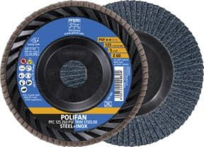 PFERD Polifan Fächerscheibe PFC konisch PSF Trim Steelox für Stahl und Edelstahl, Blau, Durchmesser: 125 mm, Bohrung: 22,23 mm, Breite: 12,5 mm - Bild 1