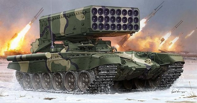 Trumpeter Russian TOS-1 24-Barrel Multipe Rocket L, Fahrzeuge, Grün - Bild 1