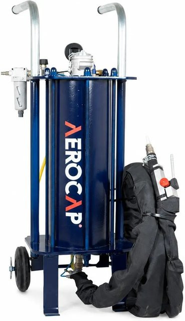 AEROCAP 801 Mobiles Sandstrahlgerät in Weiß und Blau mit 8 l Fassungsvermögen für Holz und Metall - Bild 1