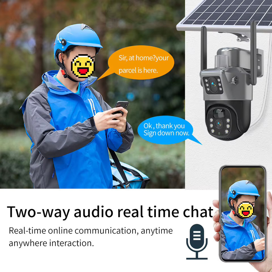 4MP Dual-Objektiv Solar PTZ Kamera mit Dual Screen, 4G und WLAN für die drahtlose Outdoor-Sicherheitsüberwachung mit Audio und PIR-Bewegungssensor - Bild 2