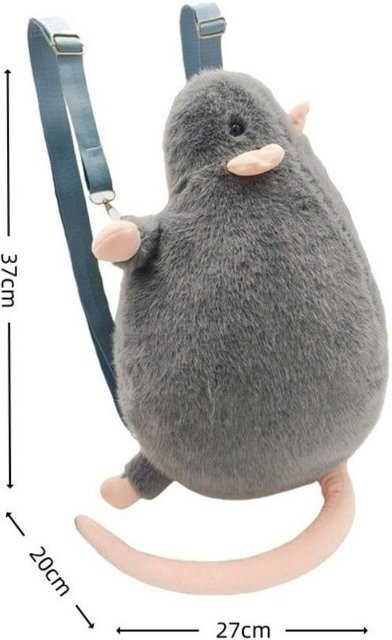 Yiran Health & Beauty Blütenzweig-Ratte-Rucksack, Mäusepuppe, Plüschtier, Grau - Bild 1