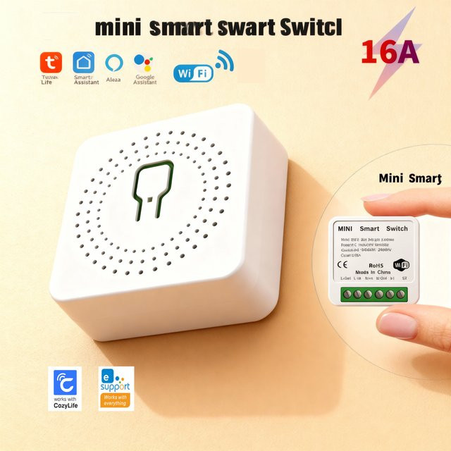 Tuya Smart Switch WiFi Ein-Aus-Gerät in Weiß mit Timer-Funktion und Alexa-Kompatibilität für Dual-Control-Steuerung - Bild 1
