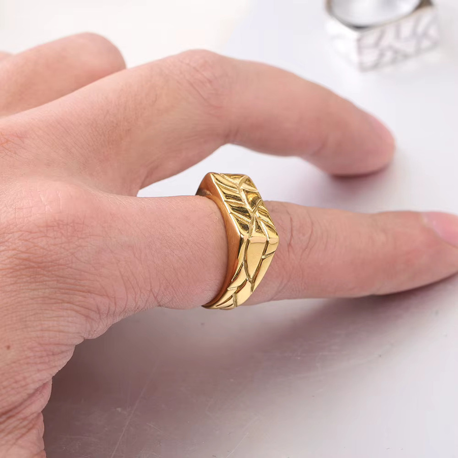 VQYSKO Ring Edelstahl, Gold, Unisex, Vintage - Bild 1