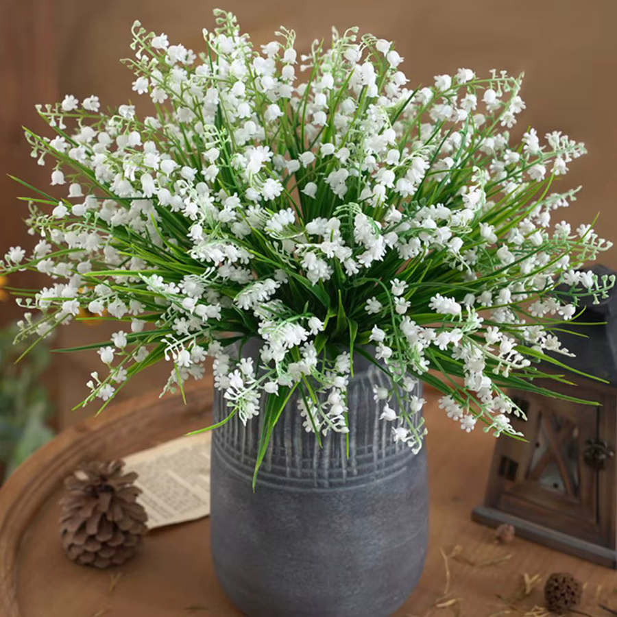 Set aus 3 Stück künstliche weiße Kunststoff Blumen für Tischdekoration, Garten, Hochzeit und Party - Bild 3