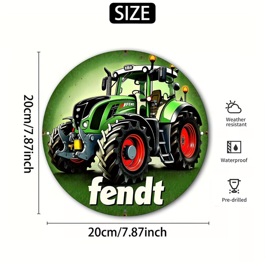 Potdemiel Fendt Traktor Metallschild im Vintage-Stil als runde 2D-Wandkunst aus Aluminium, Durchmesser: 20 cm - Bild 5