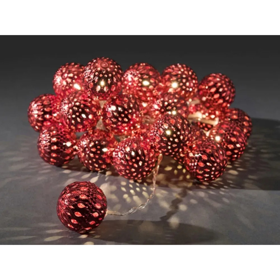 Konstsmide LED Motiv-Lichterkette mit roten Metallbällen und 24 warmweißen LEDs für den Innenbereich - Bild 2