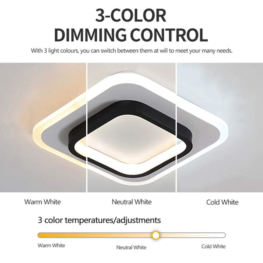 IRALAN Nordic LED Deckenleuchte im skandinavischen Design für Flur und Treppenhaus, 3-farbig abstimmbar, Weiß oder Schwarz - Bild 4