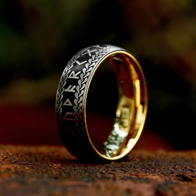 Yiran Jewelry Ringe, Edelstahl, Schwarz, Vintage, Unisex - Bild 1