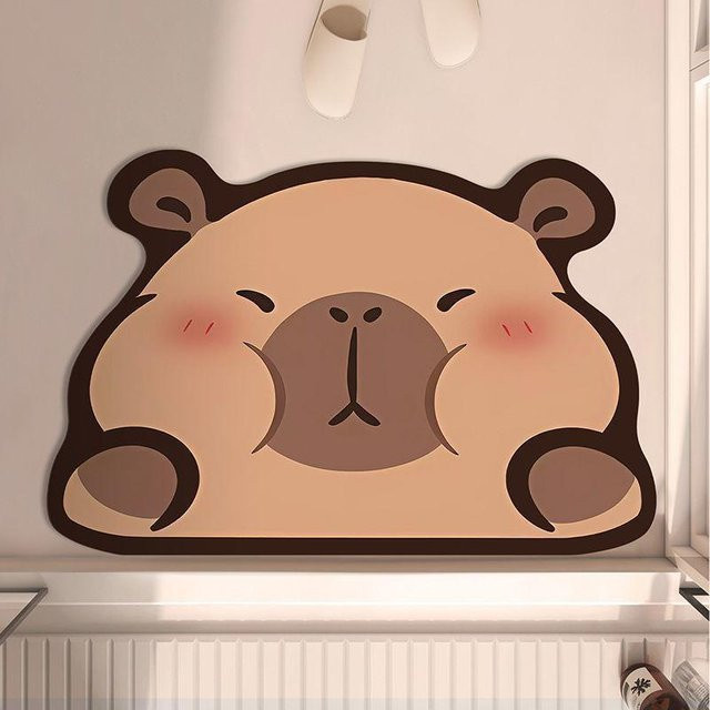 Saugfähige Badezimmerfußmatte mit Cartoon-Tierdesign von Yiran Furniture, braun, Breite: 40 cm, Tiefe: 60 cm - Bild 1