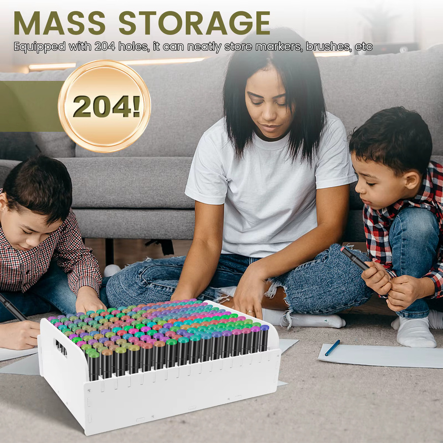 Organizer für Markierungsstifte und Buntstifte mit 120/204 Löchern, weißer Stiftehalter aus Kunststoff für Klassenzimmer und Zuhause - Bild 4