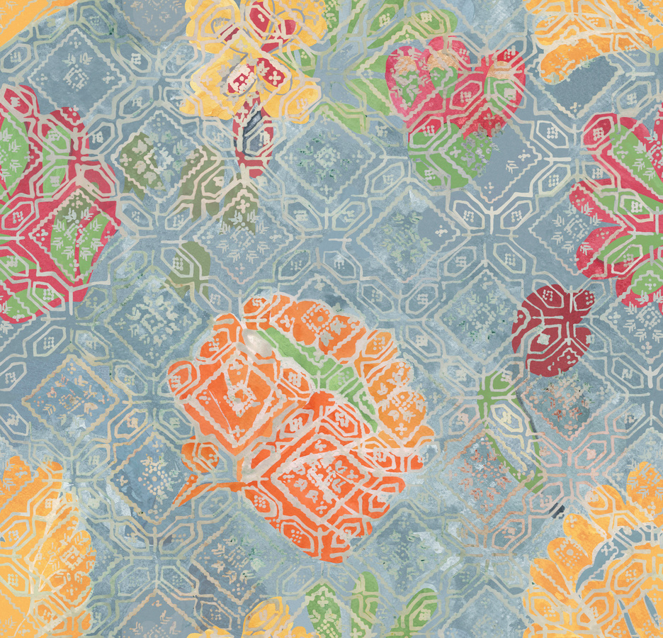 Mindthegap Tapete Shepherds Delight Mural in Orange und Multicolour mit floralem Vintage-Design - Bild 1