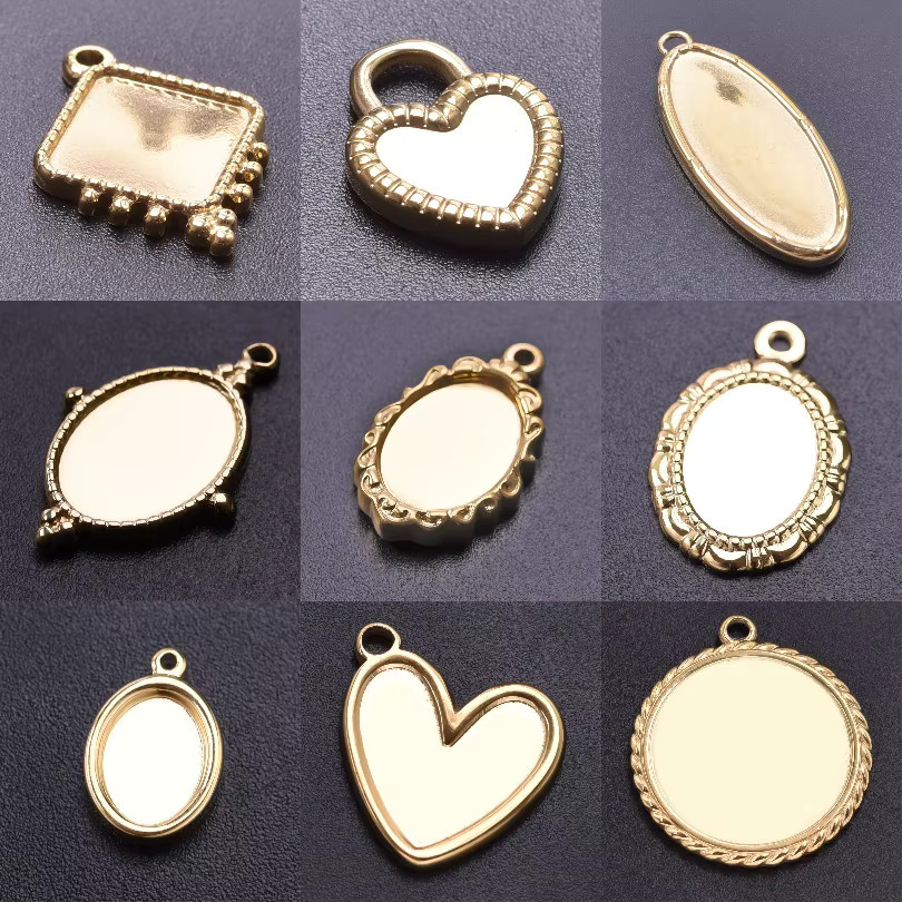 GLOWCAT Charms, Edelstahl, Herzförmig, Oval, Rund, Anhänger - Bild 2