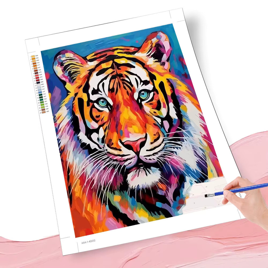 huacan Malen nach Zahlen Kits Bunte Tiger, DIY Digitale Ölgemälde, Set / Bundle - Bild 2