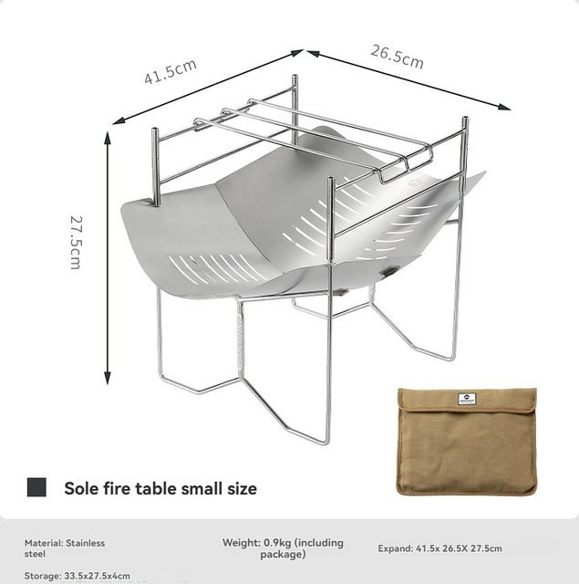 CAMPINGMOON SOLO-A4 Tragbarer Klappbarer Outdoor-Camping-Grill aus Edelstahl in Silber, B/T/H: 41,5 x 26,5 x 27,5 cm - Bild 1